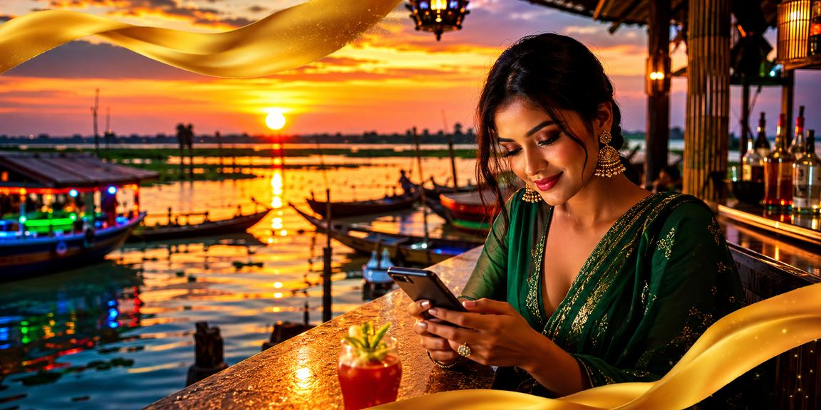 টাংগুয়ার হাওরে মোবাইল ক্যাসিনোর দৃশ্য বিশেষ আলোতে